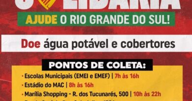 Marília Solidária: água potável e cobertores podem ser entregues nas Emeis e Emefs para serem enviados às vítimas no Rio Grande do Sul