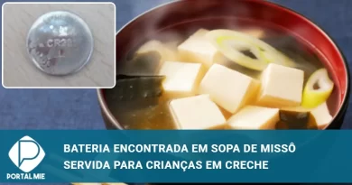 Aichi: bateria é encontrada na sopa servida em creche