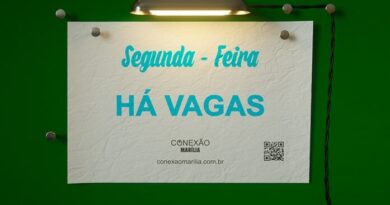 VAGAS PARA SEGUNDA-FEIRA 20/01/2025