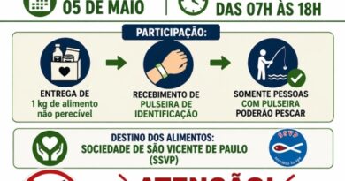 Pesca Solidária será realizada no dia 5 de maio no Lago JK Williams, em Garça