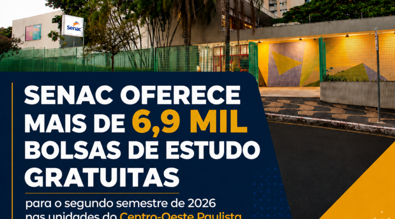 Senac abre mais de 6,9 mil bolsas de estudo gratuitas para qualificação profissional no Centro-Oeste Paulista
