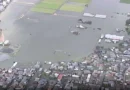 Imagens aéreas revelam dimensão dos alagamentos em Fukui após chuva recorde