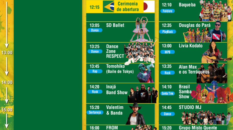 Brazilian Day Japan Hamamatsu 2026 divulga programação com mais de 250 artistas e três dias de atrações gratuitas