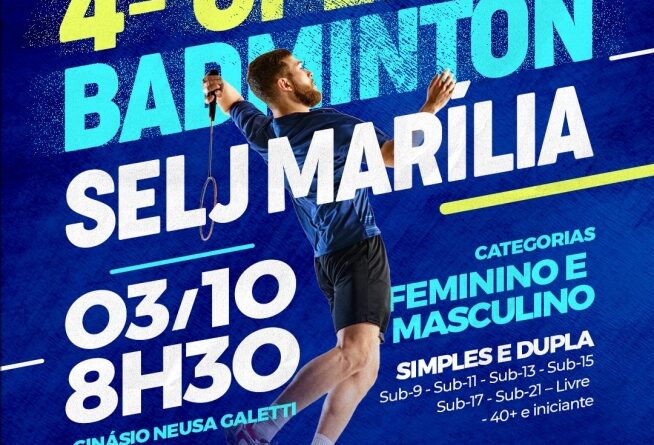 Prefeitura de Marília abre inscrições para o 4º Open de Badminton