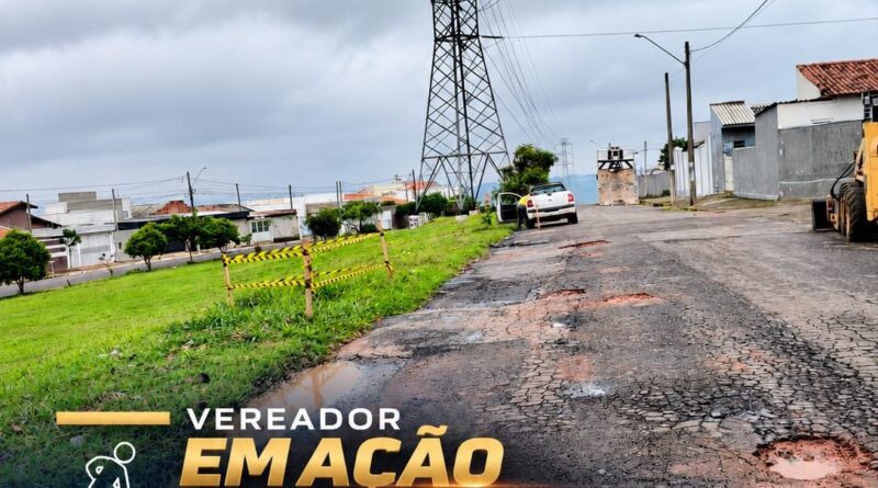 Vereador Chico do Açougue pede tapa-buraco e recapeamento em cinco ruas da Zona Sul de Marília