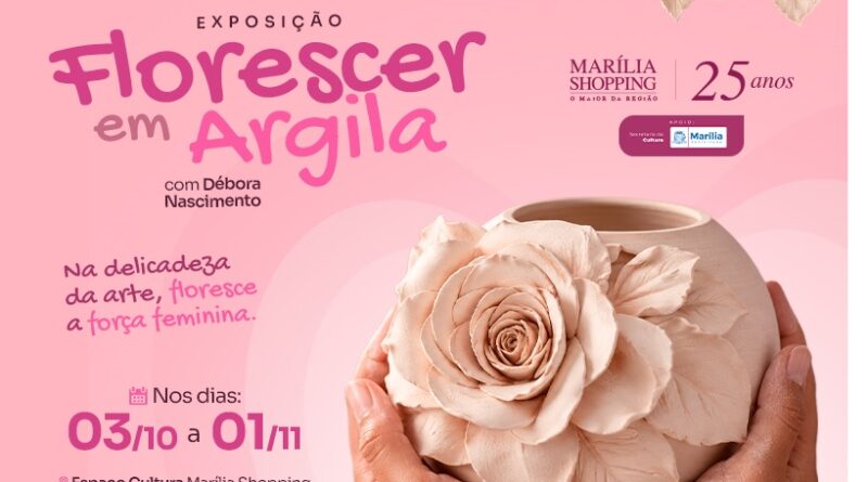 Espaço Cultural do Marília Shopping recebe a exposição “Florescer em Argila” durante o Outubro Rosa