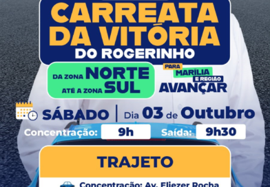 Rogerinho promove a Carreata da Vitória neste sábado com percurso da Zona Norte à Zona Sul de Marília